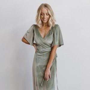 Baltic Born Meghan Sage Velvet Wrap Dress XXXL